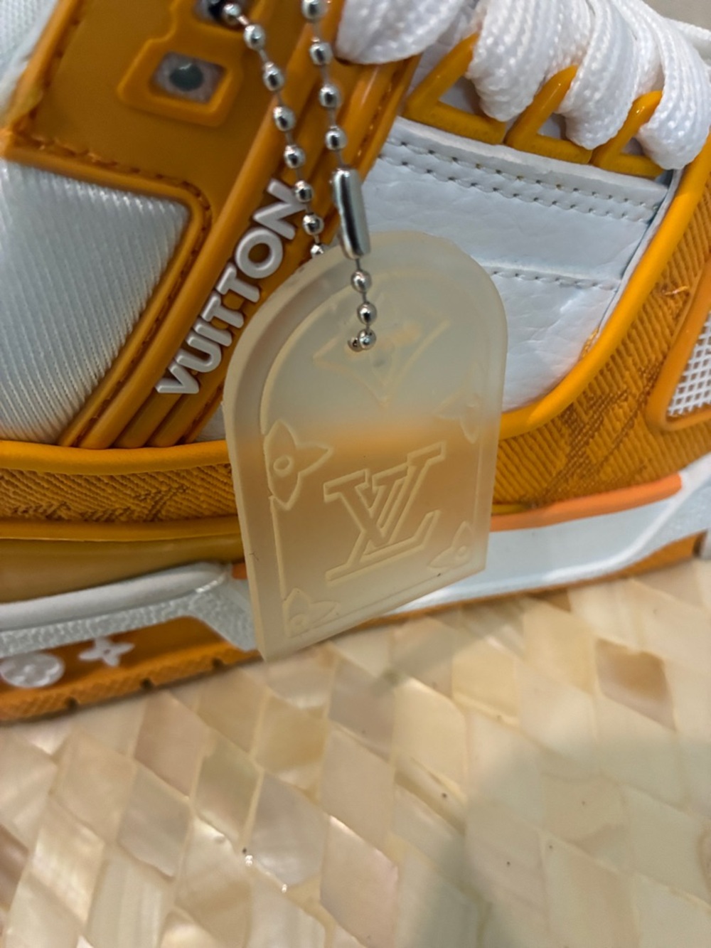 Louis Vuitton Orange and White Sneakers with LV Logo size 38 - Picture 12 of 12